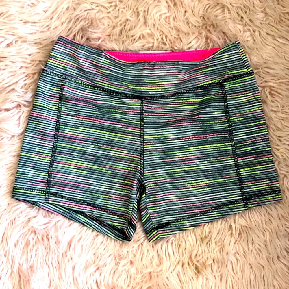 Bright multi-color spandex shorts